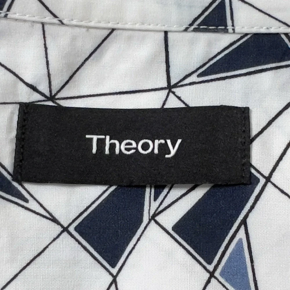 Theory Short Sleeve Shirt Mens Size‎ XL White Abstract Print